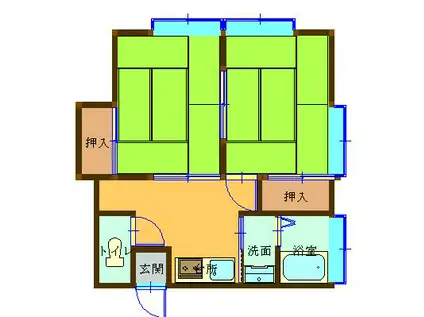 秋山荘(2DK/2階)の間取り写真