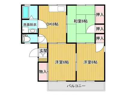 サンカルム米山B棟(3DK/1階)の間取り写真