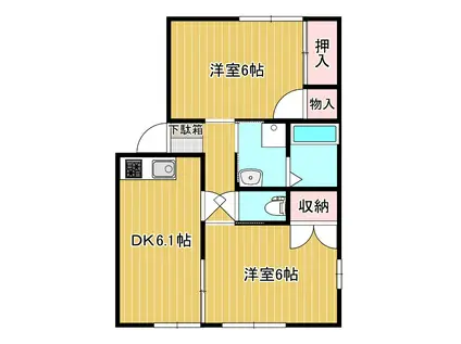 フレグランスMAKINO A(2DK/2階)の間取り写真