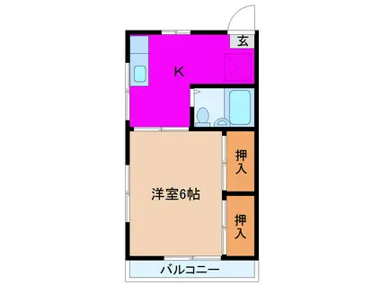 ラピスハウス大江(1K/2階)の間取り写真