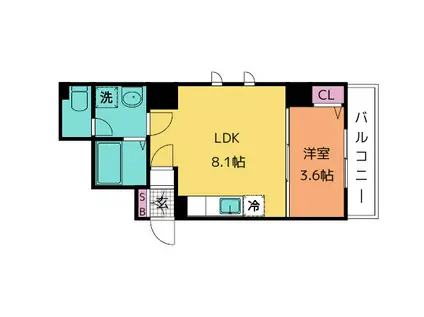 ヴェール広瀬町(1LDK/7階)の間取り写真