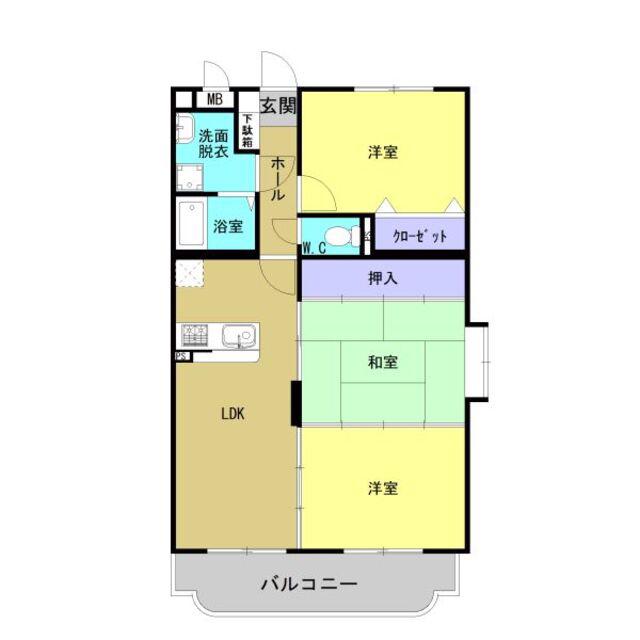 ビュースカイ(3LDK/3階)の間取り写真