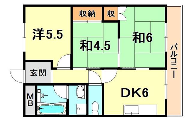 マンション大門(3DK/3階)の間取り写真