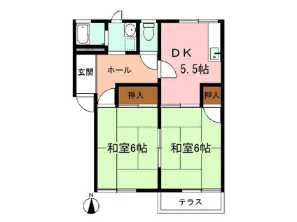 タウニィ石田(2DK/1階)の間取り写真