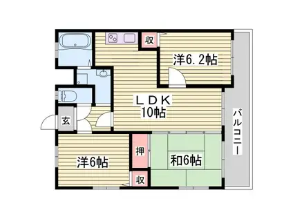 メゾンI(3LDK/2階)の間取り写真
