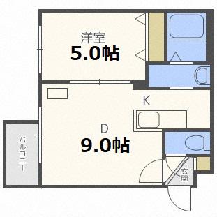 アークフレア(1LDK/4階)の間取り写真