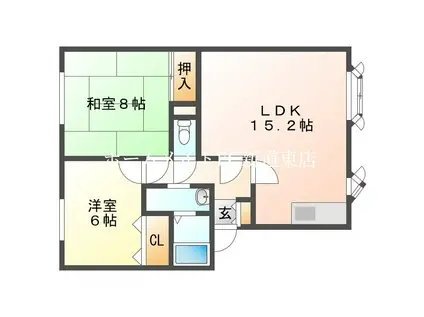 KIマンション37A(2LDK/1階)の間取り写真