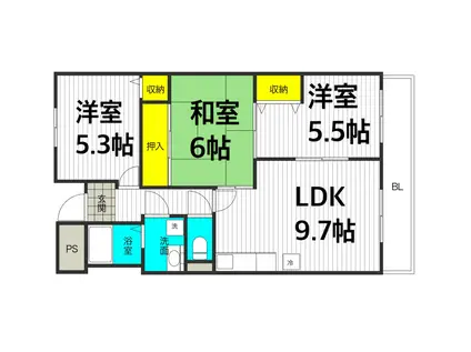 ルミネノヴァ菊田(3LDK/4階)の間取り写真