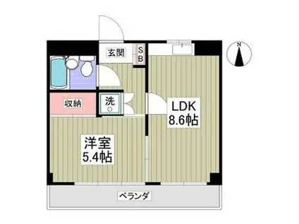 竹林マンションII(1LDK/2階)の間取り写真