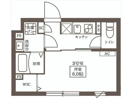 プラティーク代々木 PRATIQUE YOYOGI(1K/1階)の間取り写真