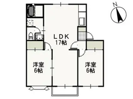 クレセント松新(2LDK/2階)の間取り写真