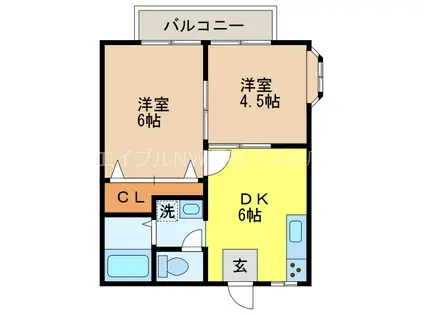 インペリアル三原台(2DK/2階)の間取り写真
