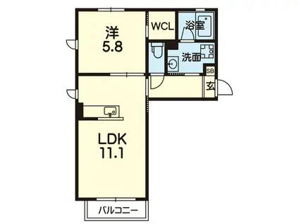 サンハイツタンゴ(1LDK/1階)の間取り写真