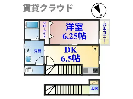 ナリトモ大巌寺D(1DK/2階)の間取り写真