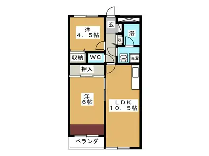 ソシアル末広(2LDK/1階)の間取り写真