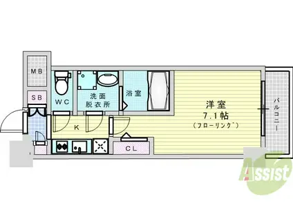 オーキッドレジデンス新大阪(1K/3階)の間取り写真