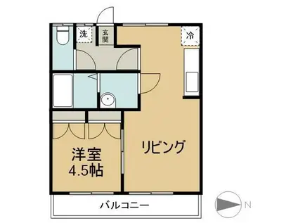 川崎医大西門前(1LDK/2階)の間取り写真