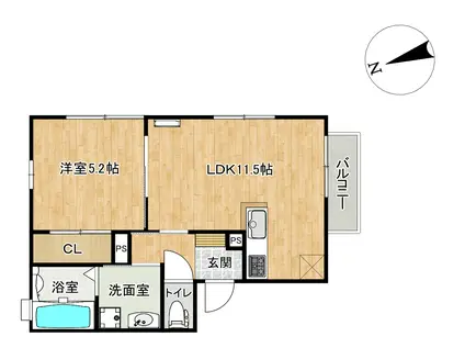 大岳台町アパート(1LDK/1階)の間取り写真