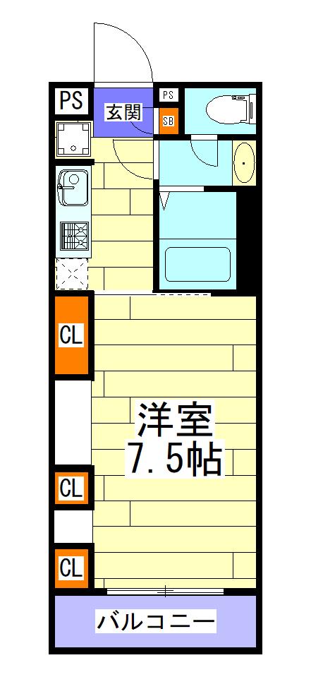 リブリ岡町(1K/2階)の間取り写真