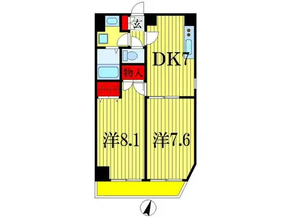 ルエリア船橋(2DK/7階)の間取り写真