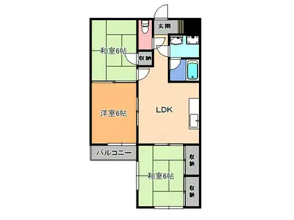 グランドハイツダイケー(3LDK/3階)の間取り写真