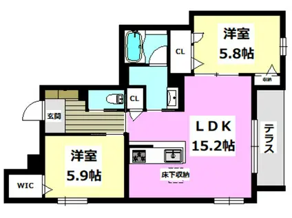 シャーメゾン クレリア(2LDK/1階)の間取り写真