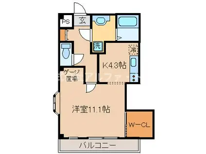 セントリート(1K/4階)の間取り写真