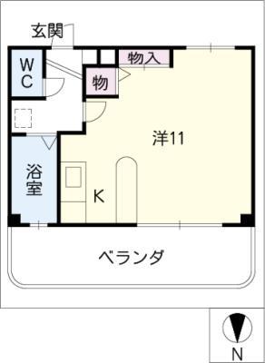 グレイス・1(ワンルーム/2階)の間取り写真