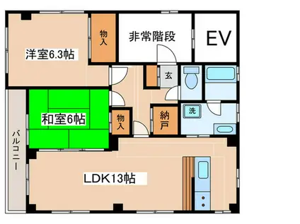 ヨシミツビル(2LDK/5階)の間取り写真