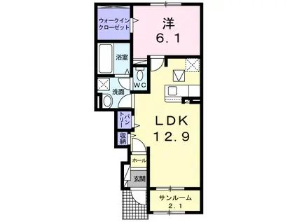 TアルバI(1LDK/1階)の間取り写真