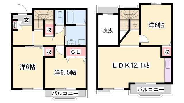 クール・ヴィヴァーチェA(3LDK/1階)の間取り写真