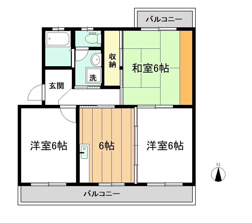 スカイコート高尾台(3DK/1階)の間取り写真