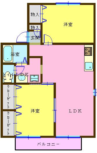 セジュールマロンC(2LDK/2階)の間取り写真