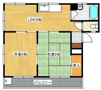 渡辺ビル(2LDK/2階)の間取り写真