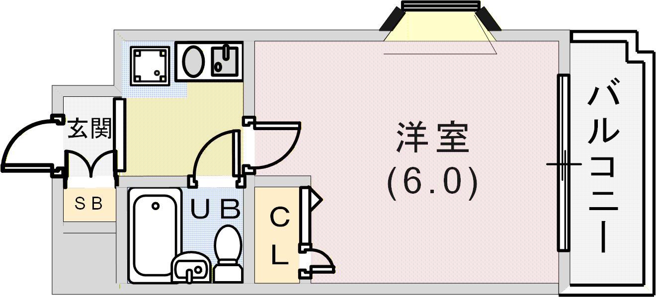 ワコーレ・プラティーク神戸深江駅前(1K/6階)の間取り写真