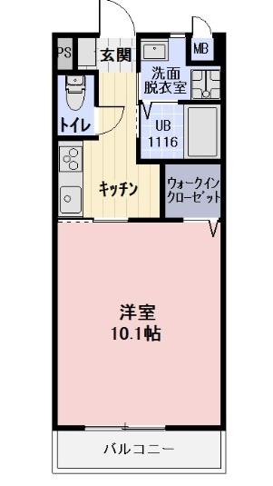 ラフィネ新井(1K/1階)の間取り写真