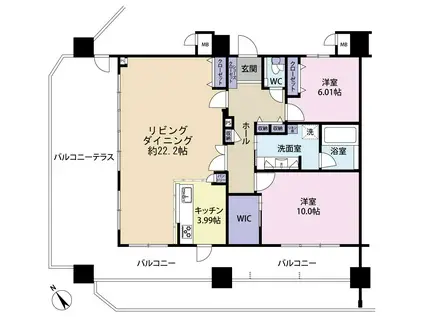 ミルコマンション上地シー&ベースビュー(2LDK/14階)の間取り写真