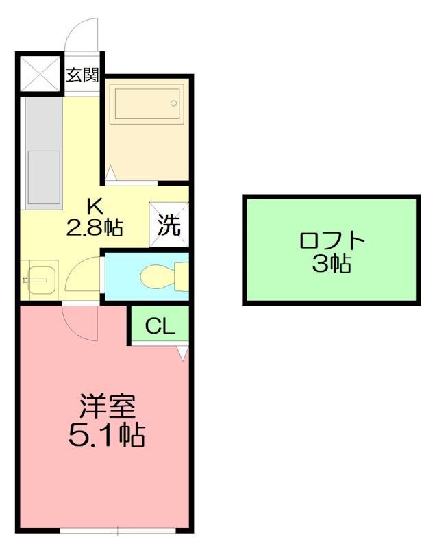 ラヴィータ湘南(1K/1階)の間取り写真