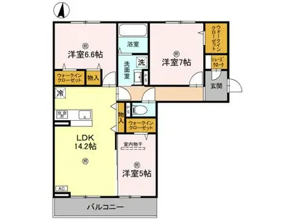 近鉄奈良線 新大宮駅 徒歩18分 3階建 築1年(3LDK/2階)の間取り写真