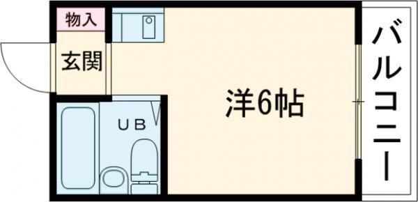 スカイコート(ワンルーム/2階)の間取り写真