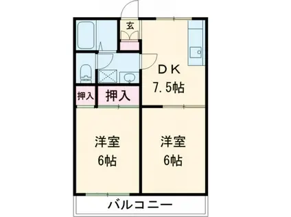 明石ハイツB(2DK/2階)の間取り写真