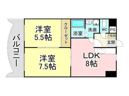 ロイヤルエレガンス(2LDK/13階)の間取り写真