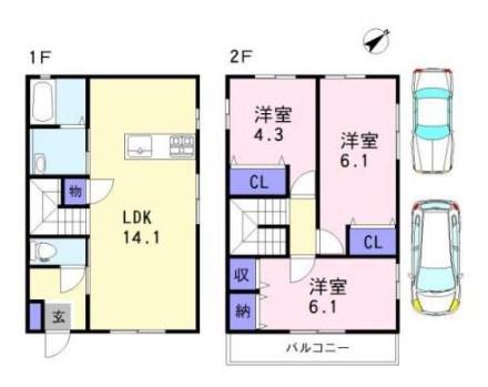 マグノリア(3LDK/1階)の間取り写真