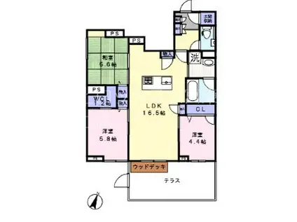 ラ・メゾン・カノン桜木町(3LDK/1階)の間取り写真