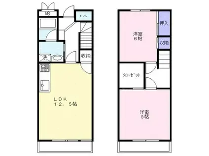 エクセレント江坂(2LDK/2階)の間取り写真