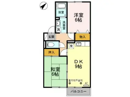 コンフォート(2DK/1階)の間取り写真
