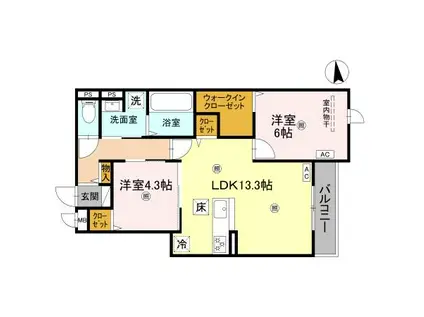 メゾン ド セリジエ(2LDK/3階)の間取り写真