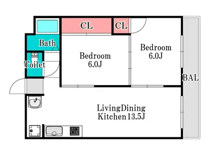 TIERRA芳泉I(2LDK/5階)の間取り写真