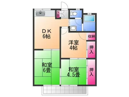 ハイツ古石(3DK/2階)の間取り写真