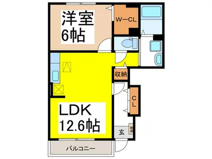 クリアネスII(1LDK/1階)の間取り写真